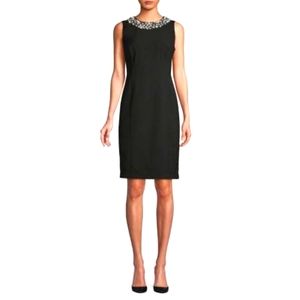 Calvin Klein black dress with pearl neckline